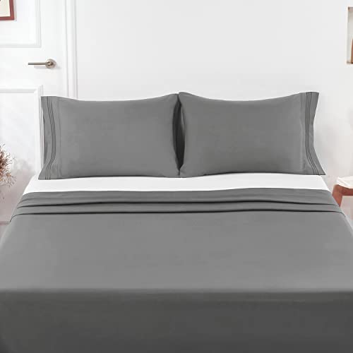 Lirex 2er Pack kissenbezug 50 x 101 cm, Weiche Gebürstete Mikrofaser-Kissenbezüge, Hotelverschluss kopfkissen bezug，Kopfkissenbezug aus weichem Mikrofaser ，Oeko-TEX Zertifiziert (Grau)