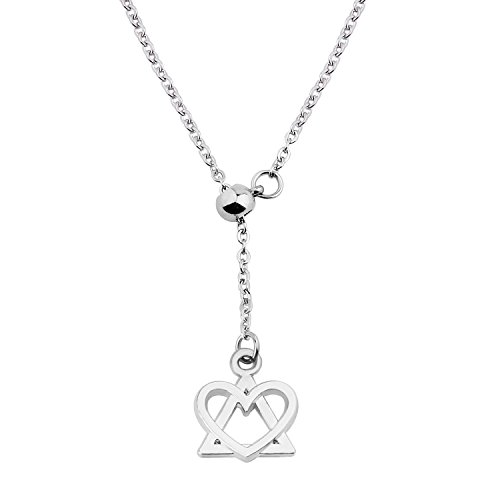 WUSUANED Intertwined Heart And Triangle Adoption Symbol Pendant Y Necklace Adoption Jewelry Gift For Stepmom Stepdaughter (adoption Y necklace)