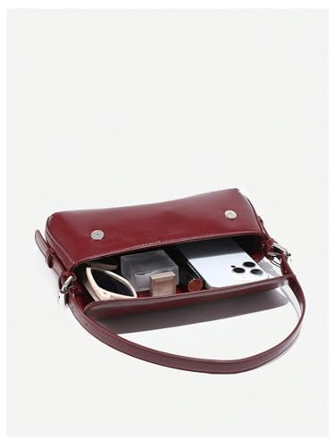 OYOANGLE Women's Pu Leather Flap Vintage Underarm Bags Top Handle Clutch Handbags Casual Mini Shoulder Bags3