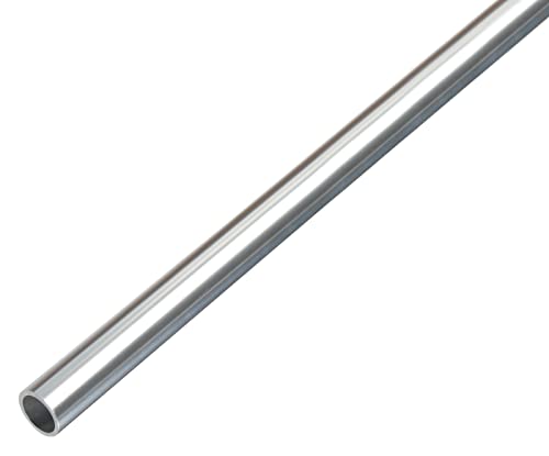Alberts 488437 Tubo redondo de aluminio, diseño cromado, 2000 x 15 x 1 mm
