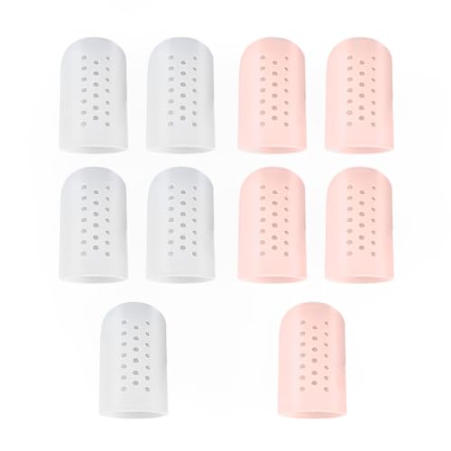 EOYVAIL Proteggidita，Protezione elastica per dita in silicone, protezione per alluce per vesciche, calli, perdita di unghie dei piedi, allevia il dolore da attrito (20 pezzi, bianco/pelle)