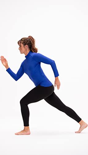 Devops Women's Compression Turtle Neck Long Sleeve Athletic Shirts (Small, Black/Blue/White) #TOP4