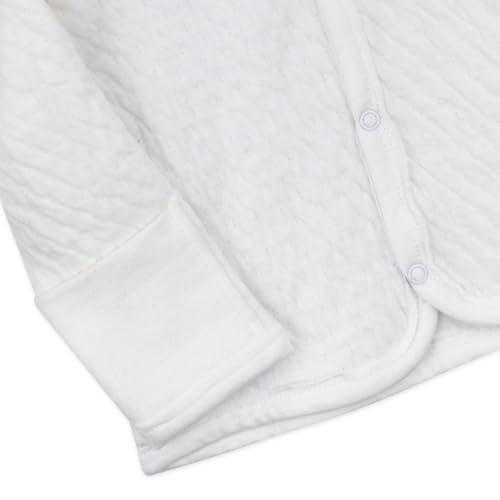Matelasse Snap-Front Hoodie 100% Organic Cotton Infant Baby Boys, Girls, Bright White, 0-3 Months — view 2