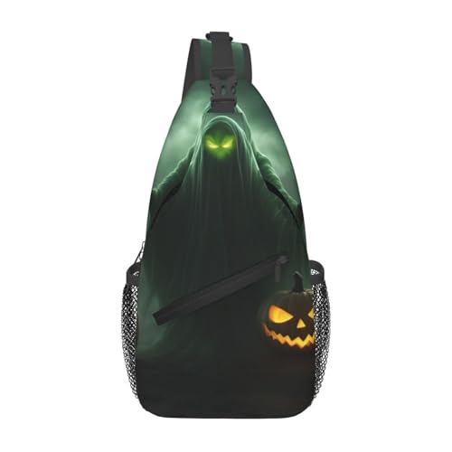 Green Ghost Horror Halloween Pumpkin Stylish Men'S Messenger Bag - Durable Polyester, Huge Capacity & Adjustable Strap