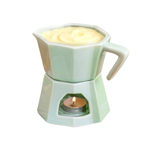 Tăzza para fondue – Tăzza de cerámica de 250 ml, calentador de chocolate de calentamiento rápido, fusión portátil para queso, elegante aperitivo | Taźza multifuncional para fondue de mantequilla para