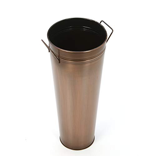 Hosley 15 Inch High Antique Bronze French Bucket Vase with Handles