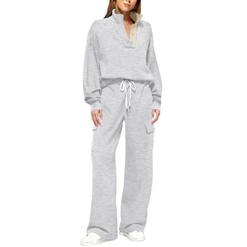 Ensemble complet boutonné femme col montant et pantalon cargo