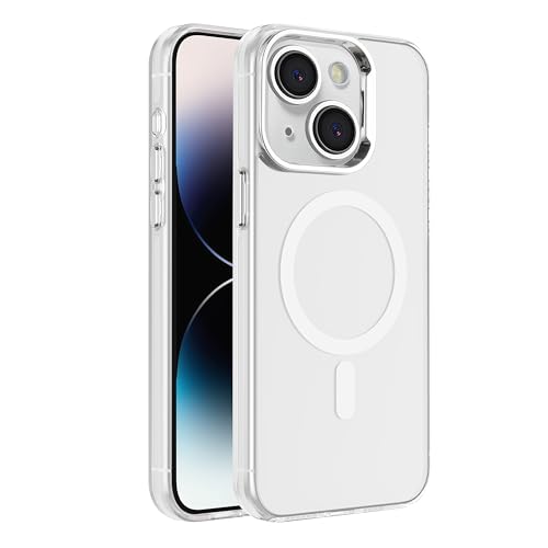 Coque de téléphone anti-choc pour iPhone 15 compatible MagSafe argent
