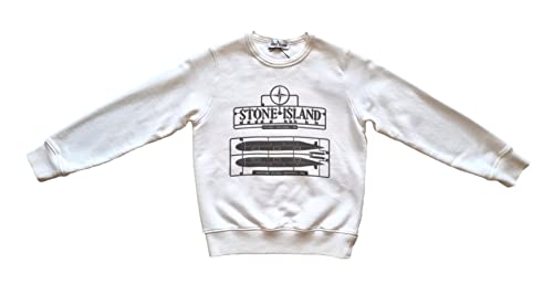 Stone Island Junior Felpa Maglia Girocollo da Bambino 751661440.V0001 Bianco (8 Anni)