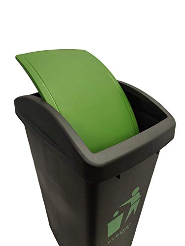 Image of Cello Plastic Swing-Lid Garbage Dustbin (48 L, Black-Green)