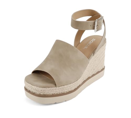 Image of Soda inchStella inch ~ Women Square Peep Toe Single Band Platform Espadrille Wedge Sandals with Adjustable Ankle Strap