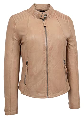 Veste en cuir souple femme taupe idéale pour vos tenues de mi-saison