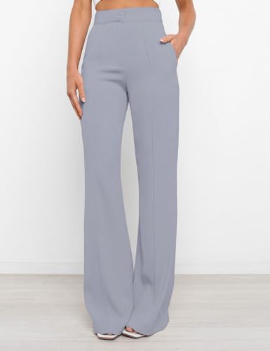 Women's High Waist Casual Dress Pants, Lightweight Wide Leg Long Trousers, Work Pants with Pockets for Women Office.2