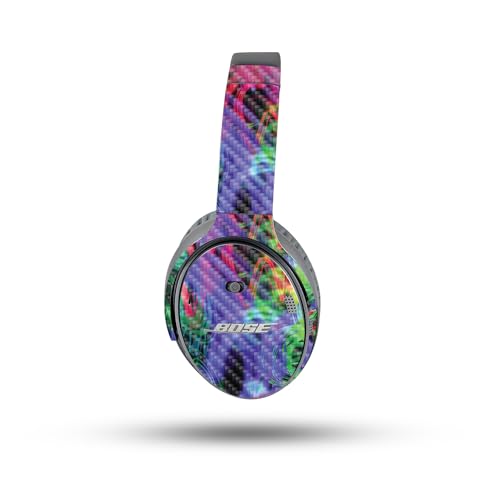 Image of MightySkins Carbon Fiber Skin Compatible with Bose QuietComfort 35 II Headphones - Neon Splatter | Protective, Durable Textured Carbon Fiber Finish | Easy to Apply