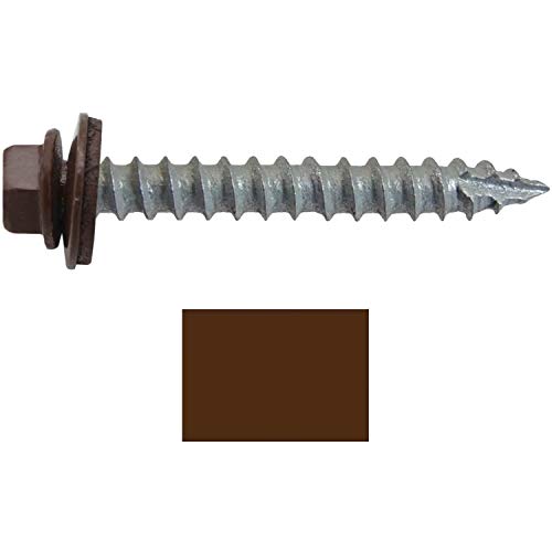 #14 Metal ROOFING SCREWS: (250) Screws x 2" BROWN Hex Head Sheet Metal Roof Screw. Self starting/tapping metal to woodsheet metal siding screws with EPDM washer. for corrugated roofing