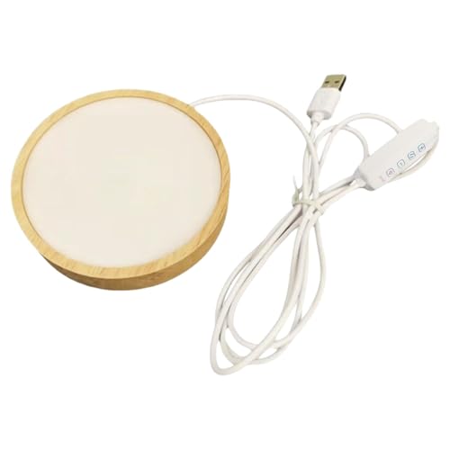 MLqkpwy Base LED de madera, base de madera LED - Soporte de base de luz de cristal - Base de luz de cristal, soporte redondo de madera para pantalla LED para sala de bolas