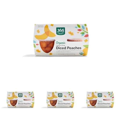 365 by Whole Foods Market, Organic Diced Peaches, 16 Ounce (Pack of 4)