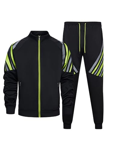 HUNGSON Men's Sweatshirt Suit 2 Piece Outfit Casual Zipper Jackets Sports Jogging Tracksuits Set2