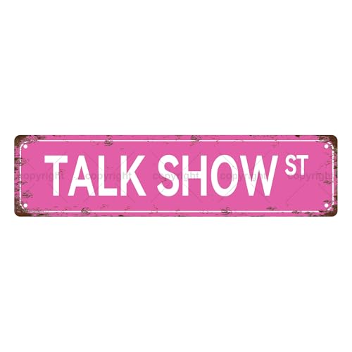 TALK SHOW ST TIME Metal Tin Street Sign Bar Cafe Garage Cave Home Room Wall Bathroom Farmhouse Garden Porch Patio Decor, 16 x 4 Inch