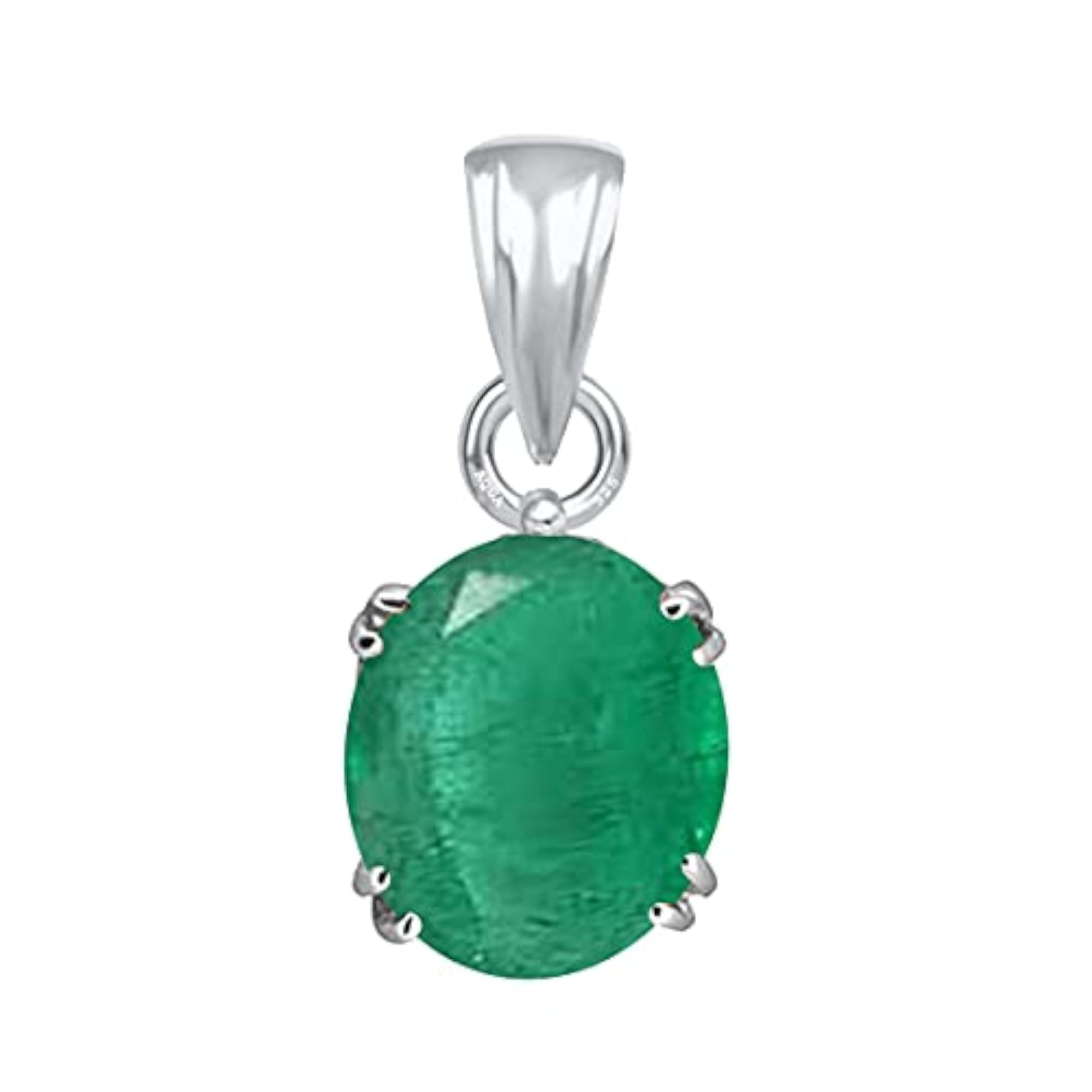 Men's Pure 925 Silver Emerald Astrological Birthstone Pendant