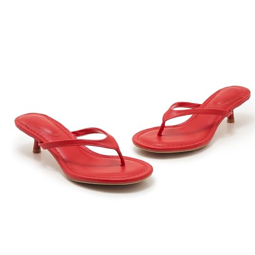 Image of Kitten Heel Thong Sandals for Women Slip-on Low Heeled Sandal Fashion Summer Flip Flops Heels