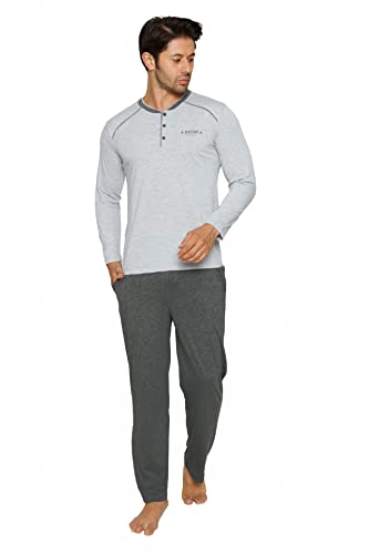 Alimer 1129 Pyjama pour homme en coton 2 pièces, Gris (1129), L Cover