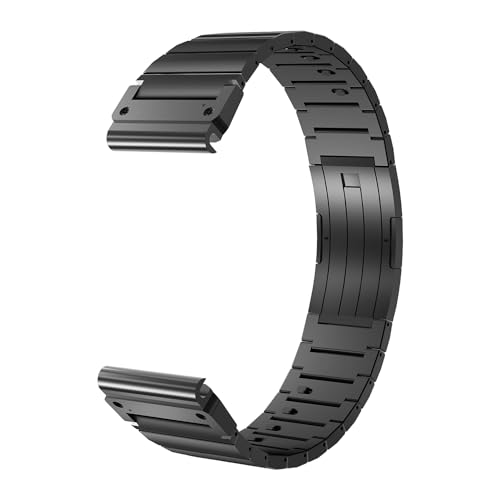 AHNHSKY 26mm Titanium Band for Garmin Watch Fenix 7X/6X/5X Plus, Metal Quickfit Watch Strap with Double Button Clasp Compatible for Fenix 7X Pro/6X Pro/Sapphire Solar/Enduro 2/Tactix 7, Black