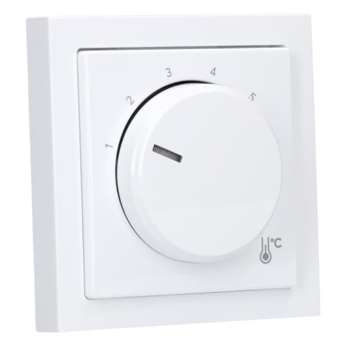 Busch-Jaeger Future linear Heizungsthermostat Set: Temperaturregler 1094 U + Zentralscheibe 1794 R-84 + Rahmen 1721-184K – Unterputz Thermostat für elektrische Fußbodenheizung in Studioweiß Busch-Jaeger Future linear Heizungsthermostat Set: Temperaturregler 1094 U + Zentralscheibe 1794 R-84 + Rahmen 1721-184K – Unterputz Thermostat für elektrische Fußbodenheizung in Studioweiß