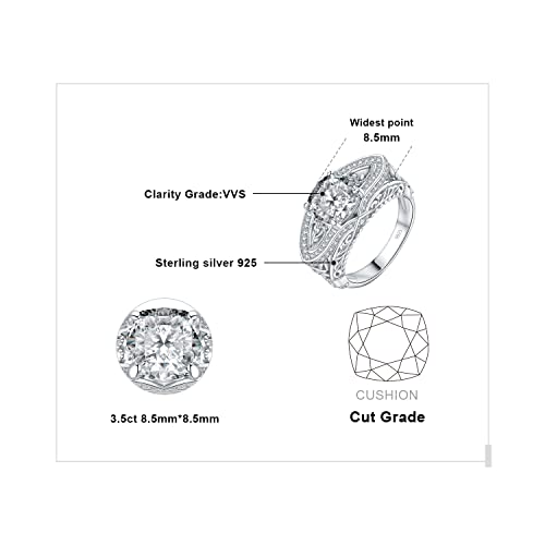 JewelryPalace Love Heart 3.5ct Cushion Cut Cubic Zirconia Engagement Rings for Women, Luxury Cross 14K Gold 925 Sterling Silver Promise Ring for Her, Flower Leaf Wedding Rings2