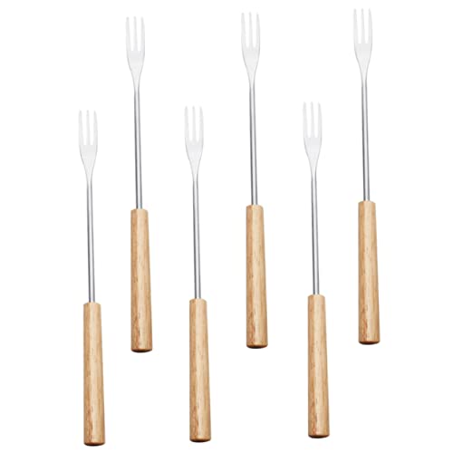 Garneck 6Pcs Portable Fondue Forks Stainless Steel Chocolate Forks for Fruit Dessert and Cheese Long Handle Dipping Tools for Easy Serving and Enjoyment