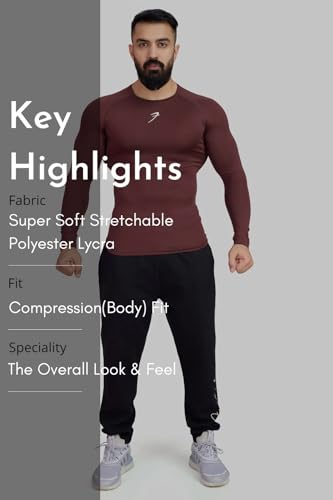Image of FUAARK Men's Full Sleeve Compression T-Shirt - Athletic Base Layer for Fitness, Cycling, Training, Workout, Tactical Sports Wear