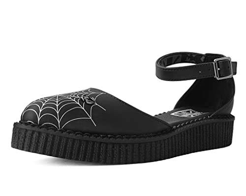Image of T.U.K. TUKskin Pointed Spiderweb Glow Sandals for Women, Low Platform Creeper Sandal, Gothic Punk Retro Alternative Fashion Footwear