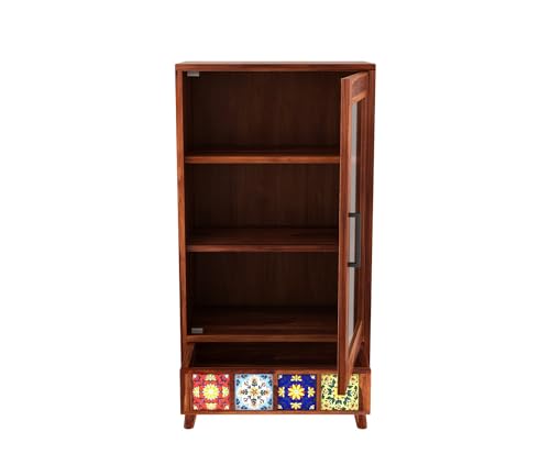 Image of Sheesham Wood Bookcase | Solid Wood Book Shelf for Home Library | Wooden Book Cabinet for Home & Office Living Room (Large, BBslf-Honey3)