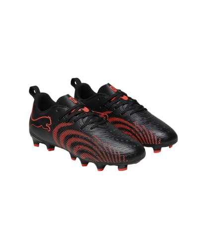 PUMA Future 9 Play Fg/Ag Jr Fußballschuh für Kinder, Unisex, Puma Schwarz, leuchtendes Rot, Starkes Grau, 4.5 UK – Ansicht 6