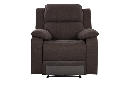 Image of Urban living - Joseph Single Seater Fabric Manual Recliner | 1 Seater Sofa | Single Sofa Recliner | 1 Seater Chair Sofa | 1 Year Warranty | Dark Brown
