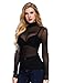 Fashion Damen Mesh Netz Shirt Transparent T-Shirt mit Oberteil 1151 Medium