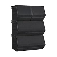 SONGMICS RLB022Y02 Opbergdoos Met Deksel, Set Van 4 Kledingkastorganizer Stapelbaar Vouwdoos Magneetsluiting Stoffen Dozen Opslag Voor Kleding Boeken Zandbeige 2230348911
