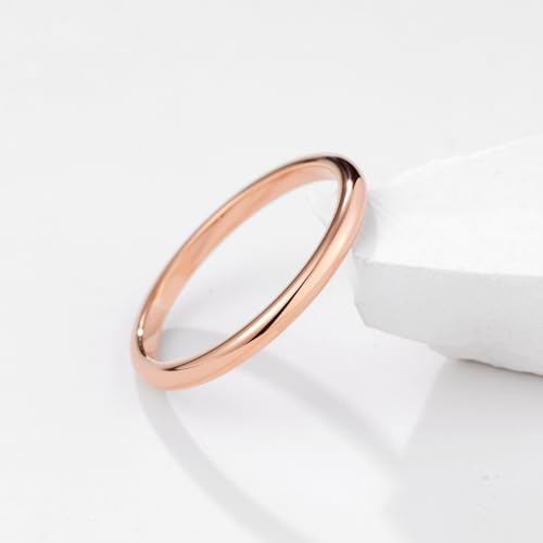 Image of King Will Men's Women's Tungsten Carbide Ring 24k Gold Plated Rose Gold Plated Domed Polished Finish Wedding Band