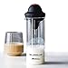 Atecnologia Espumador de leche eléctrico de mano, acero inoxidable con batidor de doble espiral para capuchino, matcha y té con recipiente de vidrio (baterías NO incluidas)