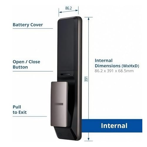 Golden Handle WiFi Fingerprint Digital Door Lock, Compatible with Samsung SHP-DP609 Smart Home Security Lock(Silver Push) thumbnail 2