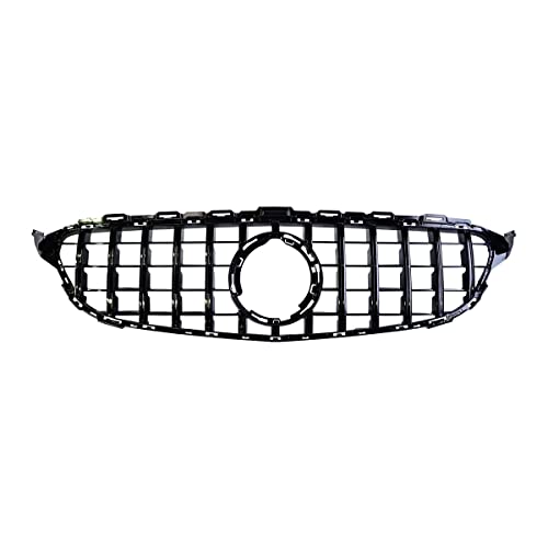 Cクラス W205 S205 C205 A205 後期 ベンツ車用 C63ルックパナメリカーナグリル オールグロスブラック ストレートタイプ カメラ非対応