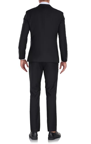 Men's Suit 3-Piece Slim Fit Solid Suits 2 Button Blazer Vest Pants Set and Tie Formal Tuxedo for Wedding Prom3