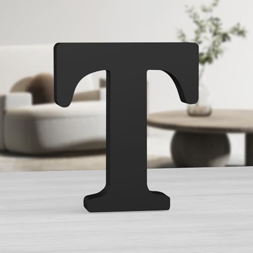 MeteoraPrime Lettres en Bois Noir 20 cm Lettres en Bois Non Finies pour Décoration Murale Lettres Décoratives Debout Lettres Noir en Blocs pour Décoration...