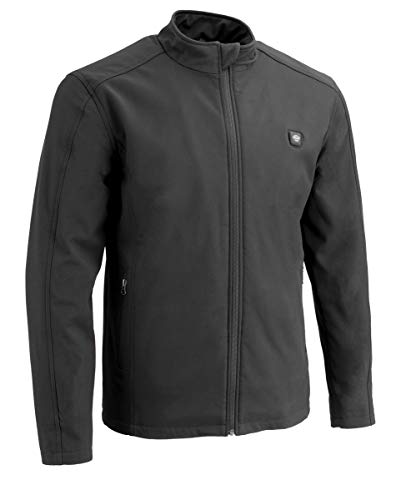 Image of Shenzhen Powercom Electronics Co.,Ltd. Nexgen Heat MPM111762SET Men's Black Zipper Heated Soft Shell Jacket with Front & Back Heating Elements (Battery Pack Included) - 2X-Large