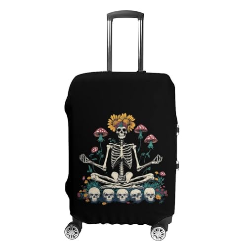 Skeleton Mushroom Travel Suitcase Cover Protective Luggage Case Washable Baggage Protector Fits 19-32 Inch L
