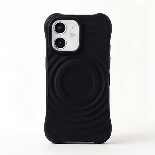 Image of amazon basics Shockproof Case for iPhone 12 | Ripple Pattern | Camera Protection | Protective Cover with Enhanced Grip & Wireless Charging Support - Black