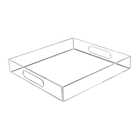 weddingwish Acrylic Tray Breakfast Serving Tray 12x12 Guest Towel Tray Serving Platter with Handles for Coffee Table, Breakfast, Tea, Food Decorative Display, Countertop, Kitchen,Vanity Cover