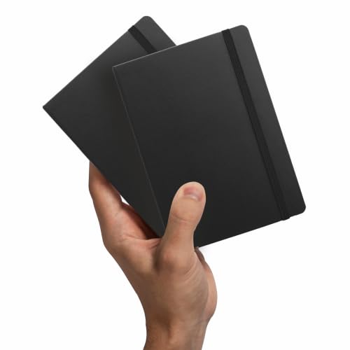 Image of Anupam Fluct A6 Ruled Journal | 160 Pages | 80gsm | Matte Finish PVC Cover Notebook | pH Neutral And Acid Free Paper | Matching Elastic Closure | Ruled Sheets Good For Journaling, Offices (Pack of 2, Black)
