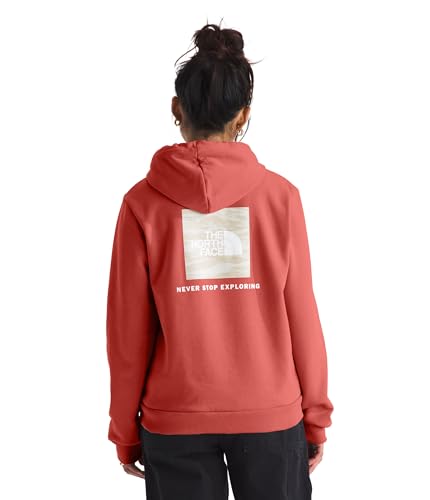 The North Face Women's Evolution Box NSE Fill Light Hoodie | 2 Piece Hood with Drawcord, Kangaroo Hand Pocket, Mars Dust, Large
