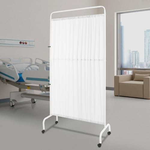 1-Panel Medical Privacy Screen, 3 X 6FT Room Divider with Wheels, Freestanding Rolling Room Panel with Carbon Steel Frame & Oxford Cloth Screen for Hospital, Beauty Salons (White)